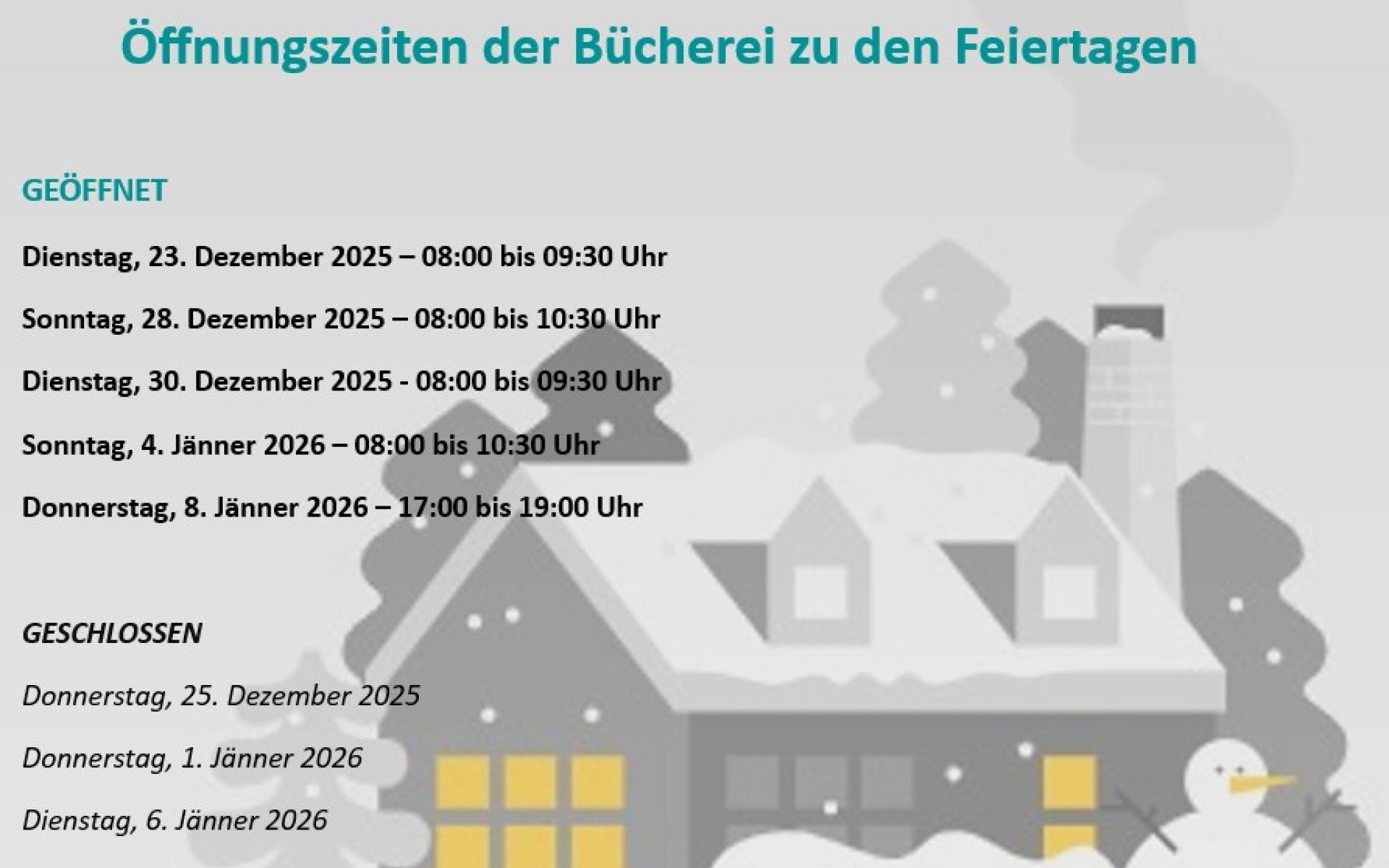 Öffnungszeiten Bücherei